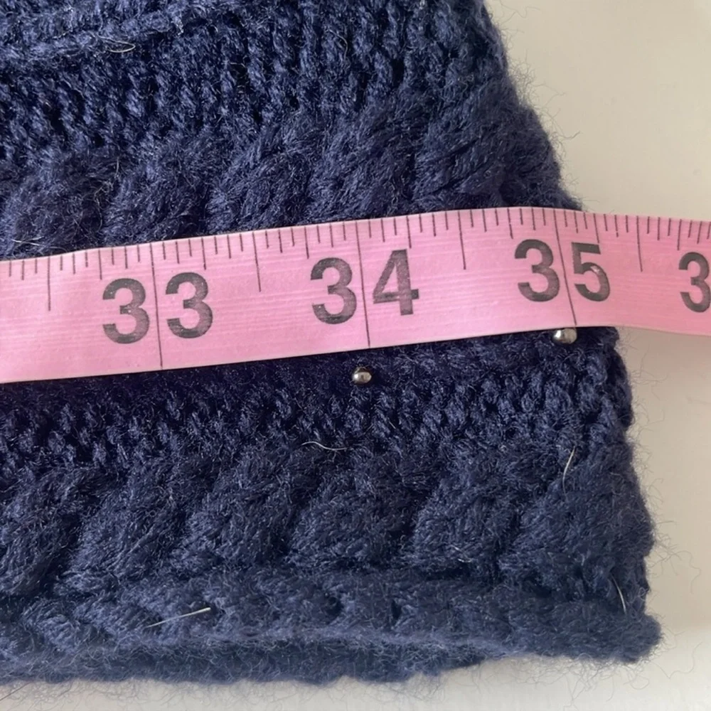LOFT Cable Knit Beaded Infinity Scarf Navy Blue